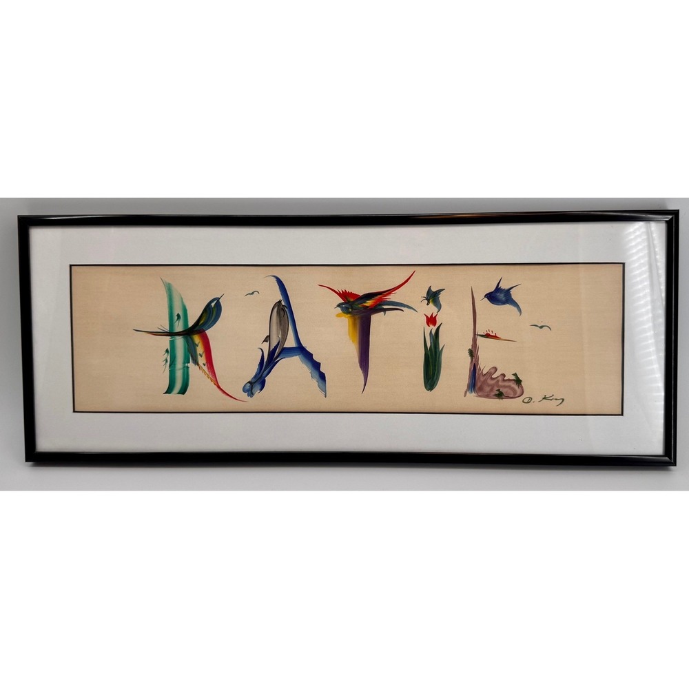 OrigDanny King Watercolor "KATIE" Personalized Name Art Framed Signed Folk Art